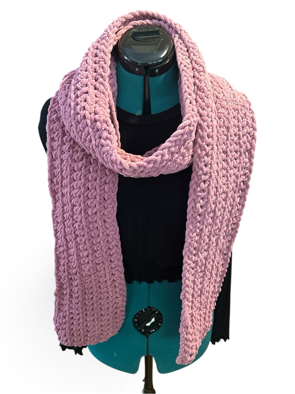 Chunky Crochet Pink Purple Women's Scarf